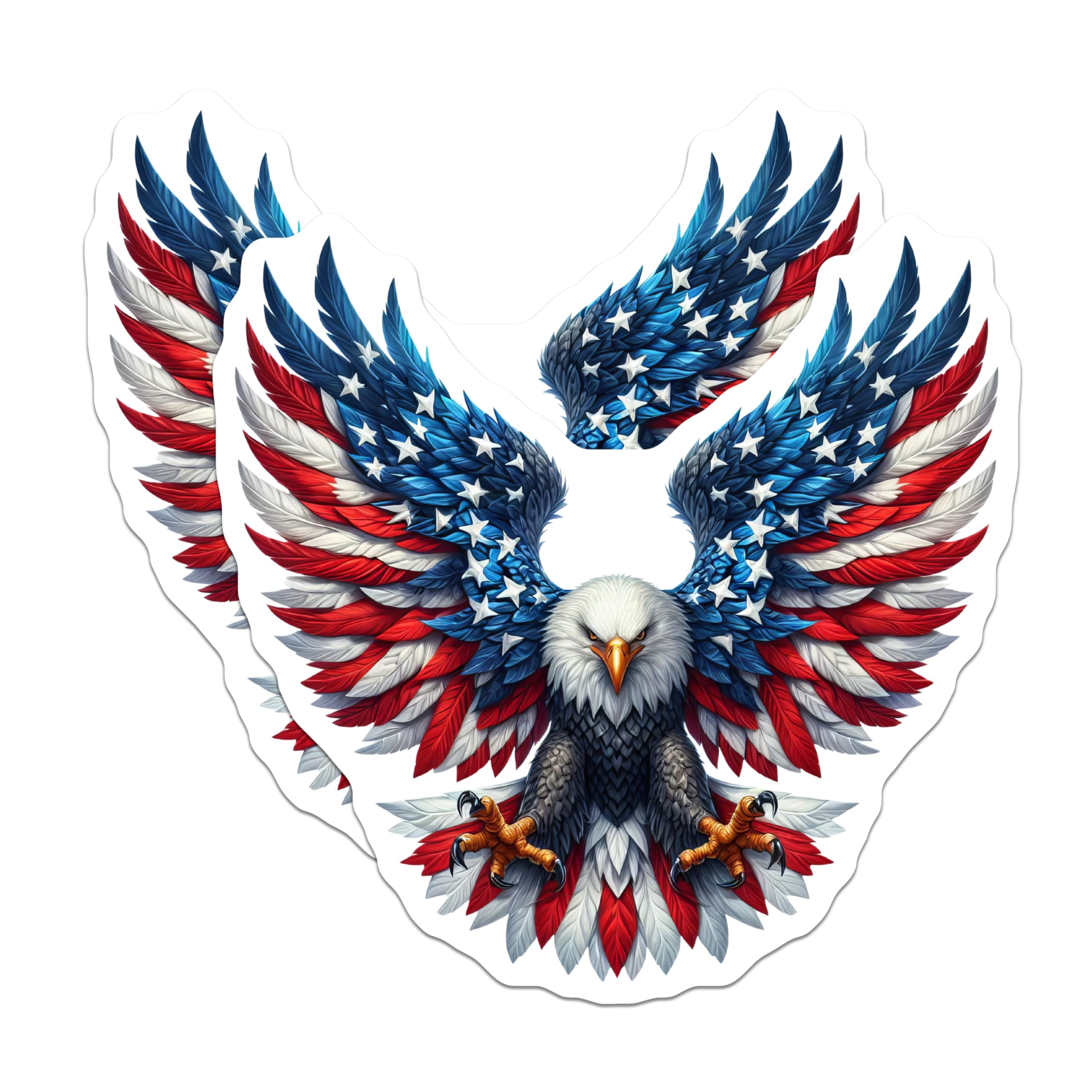 (2 Pack) American Eagle Magnets - Patriotic USA Flag Art - Independence Day Decor - 5 Inches On Longest Side - Thick Durable Magnet - Made in USA - MAG21020