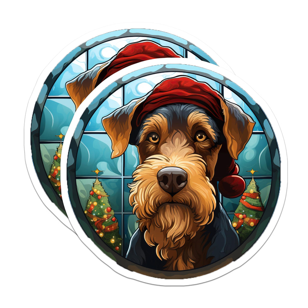 (2 Pack) Holiday Dog Magnets - Christmas Terrier Decor - Santa Hat Pet Fridge Magnets - Dog Lover Kitchen - 5 Inches On Longest Side - Thick Durable Magnet - Made in USA - MAG26412
