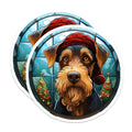 (2 Pack) Holiday Dog Magnets - Christmas Terrier Decor - Santa Hat Pet Fridge Magnets - Dog Lover Kitchen - 5 Inches On Longest Side - Thick Durable Magnet - Made in USA - MAG26412