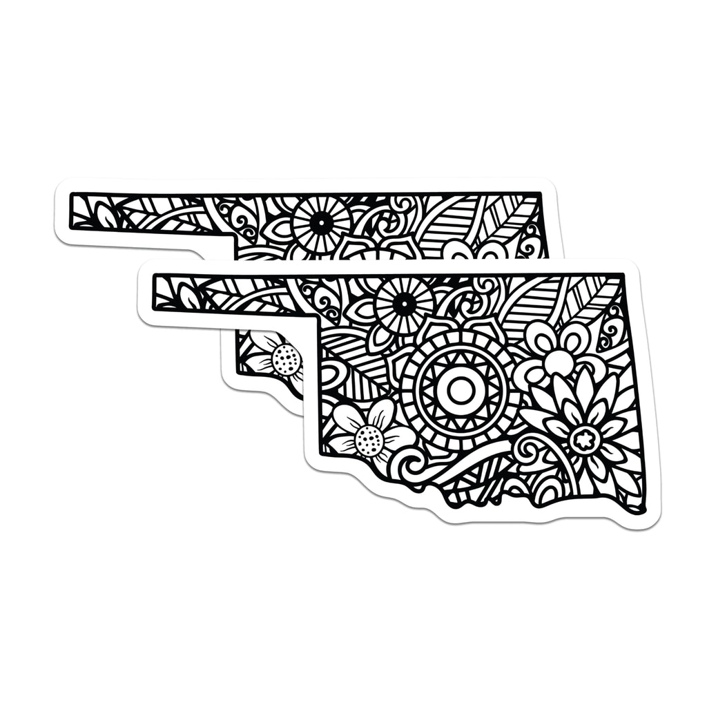 (2 Pack) Oklahoma State Map Magnets - Floral Design - Oklahoma Decor Souvenir - 5" On Longest Side - Premium Magnet - for Cars, Refrigerators, Toolboxes, Lockers - Made in USA - MAG18925