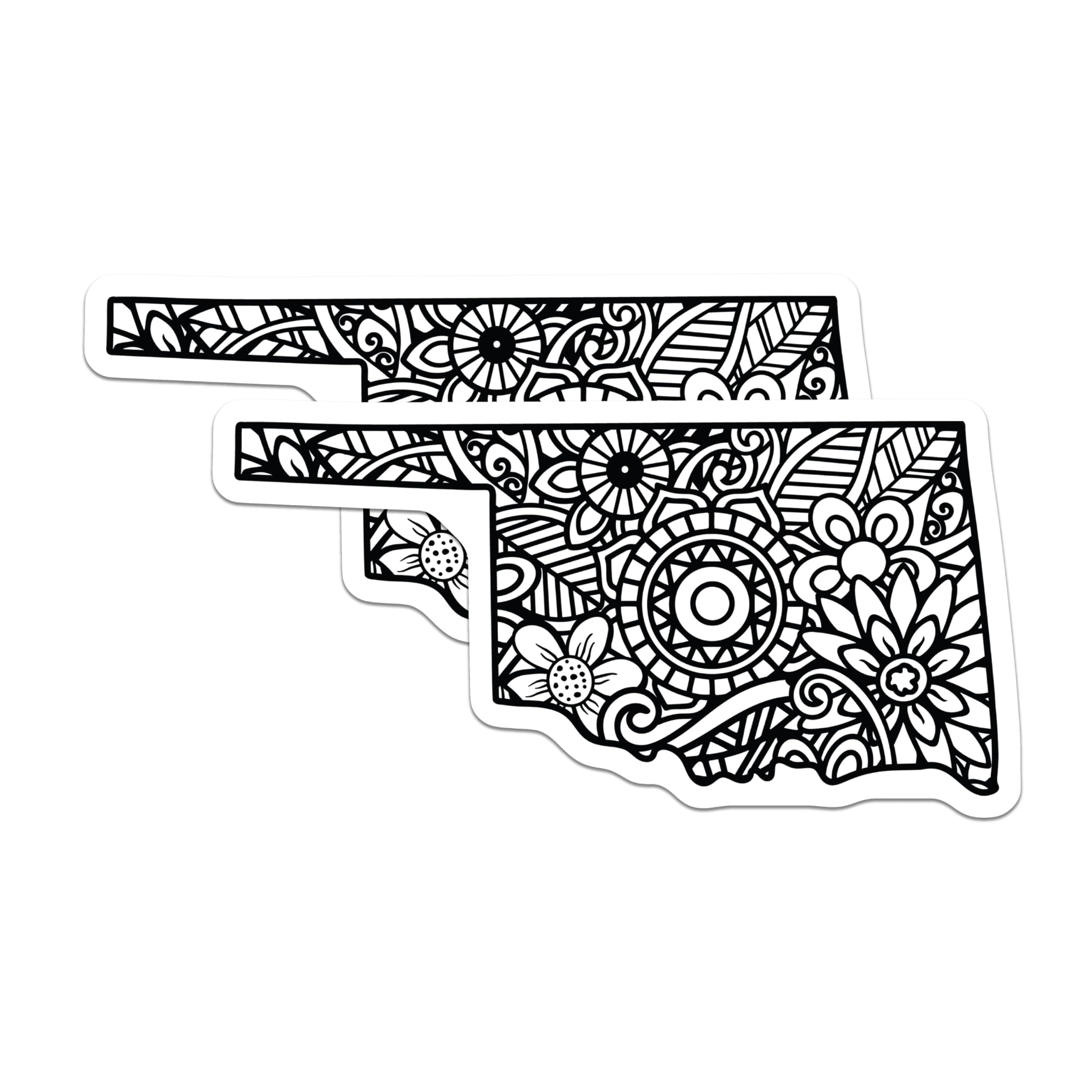 (2 Pack) Oklahoma State Map Magnets - Floral Design - Oklahoma Decor Souvenir - 5" On Longest Side - Premium Magnet - for Cars, Refrigerators, Toolboxes, Lockers - Made in USA - MAG18925