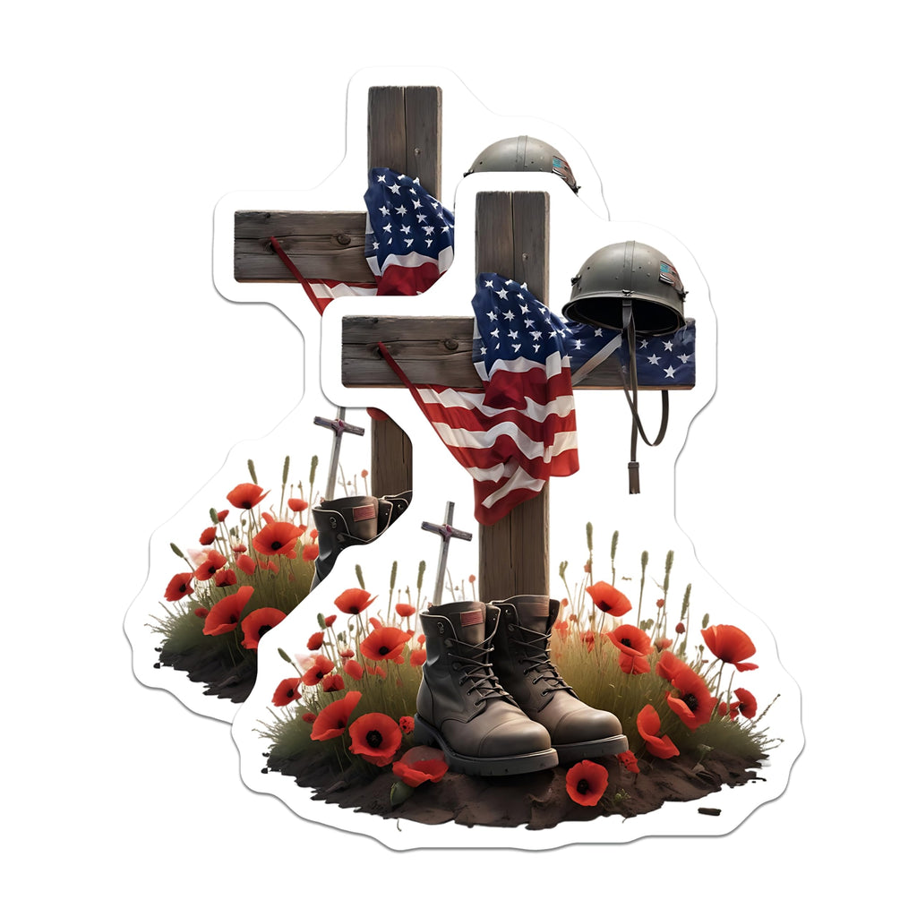 (2 Pack) Memorial Day Magnets - Remembrance Day - Military Grave - Lest We Forget - 5" On Longest Side - Premium Magnet - for Cars, Refrigerators, Toolboxes, Lockers - Made in USA - MAG14783