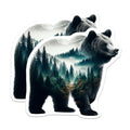 (2 Pack) Bear Forest Stickers - Wildlife Scene - Nature Art Stickers- 5" On Longest Side - Sticks to Smooth Flat Surfaces - Made in USA - BMCS16256