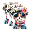 (3 Pack) Cat with Sunglasses Decals - Cool Cat Stickers - Trendy Animal Decals - 3 Inches On Longest Side - Easy Peel & Apply - Made in USA - 3MCS8269