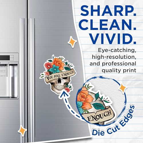 (2 Pack) You are Enough Magnets - Skull Flower - Motivational for Positive Vibes - Inspirational Skull - 5" On Longest Side - for Fridges, Toolboxes, Cars - Made in USA - MAG3038