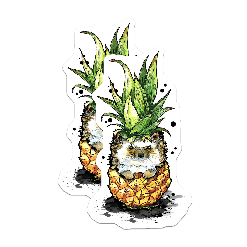 (2 Pack) Hedgehog Pineapple Magnets - Cute Animal Decor - Fridge Locker Magnets - 5" On Longest Side - Premium Magnet - for Cars, Refrigerators, Toolboxes, Lockers - Made in USA - MAG16785