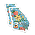 (2 Pack) Georgia Peach Magnets - Atlanta GA - State Flower Magnets - 5" On Longest Side - Premium Magnet - for Cars, Refrigerators, Toolboxes, Lockers - Made in USA - MAG18647