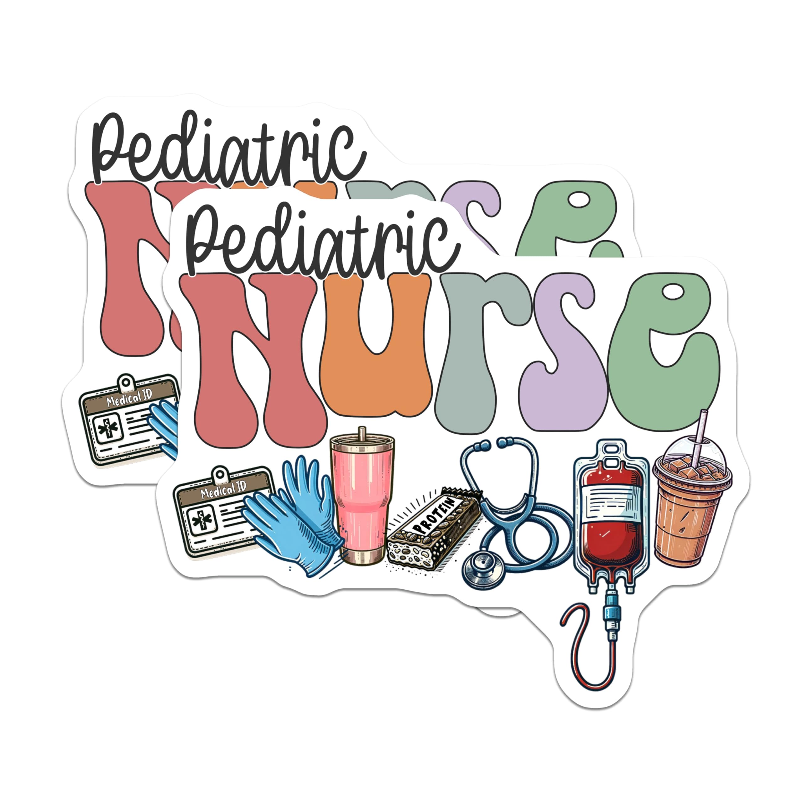 (2 Pack) Pediatric Nurse Magnets - RN LPN Healthcare Professional Decor - Medical Student Nurses Fridge Locker Art - 5 Inches On Longest Side - Thick Durable Magnet - Made in USA - MAG23117