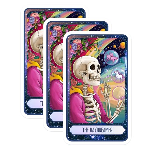 (3 Pack) Daydreamer Skeleton Decals - Space Unicorns - Flying Pig Decal - 3 Inches On Longest Side - Easy Peel & Apply - Made in USA - 3MCS0001