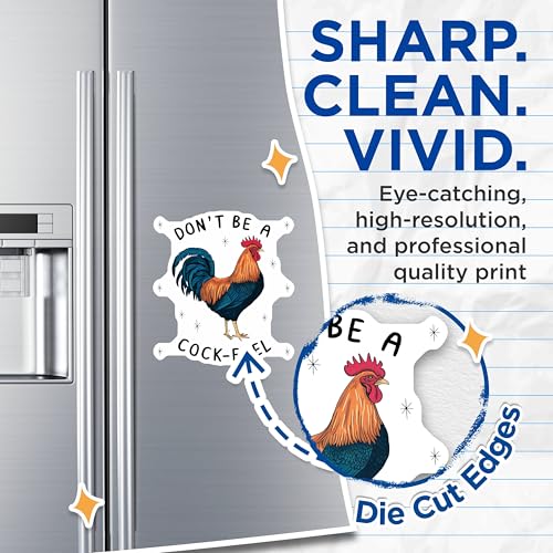 (2 Pack) Rooster Joke Magnets Magnets - Funny Fridge Decor - Kitchen Humor - 5" On Longest Side - Made in USA - Sticks to Refrigerators & Metal Surfaces - MAG8667