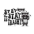 (2 Pack) Stay Trashy Stickers - Funny Raccoon Stickers - Humorous Animal Decals - 5" On Longest Side - Sticks to Any Smooth Flat Surface - Made in USA - BMCS3568