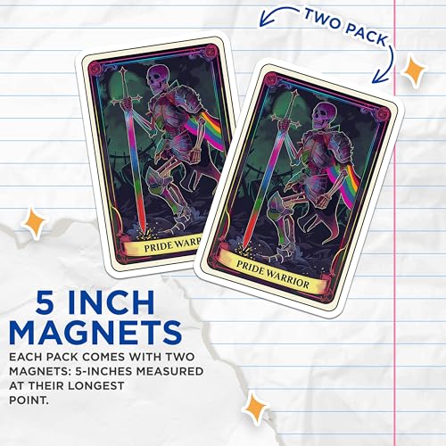 (2 Pack) Pride Warrior Magnets - Skeleton Magnet - LGBTQ Magnet - Rainbow Warrior - Gothic - Unique LGBTQ Art - 5" On Longest Side - for Cars, Fridges, Toolboxes - Made in USA - MAG4250