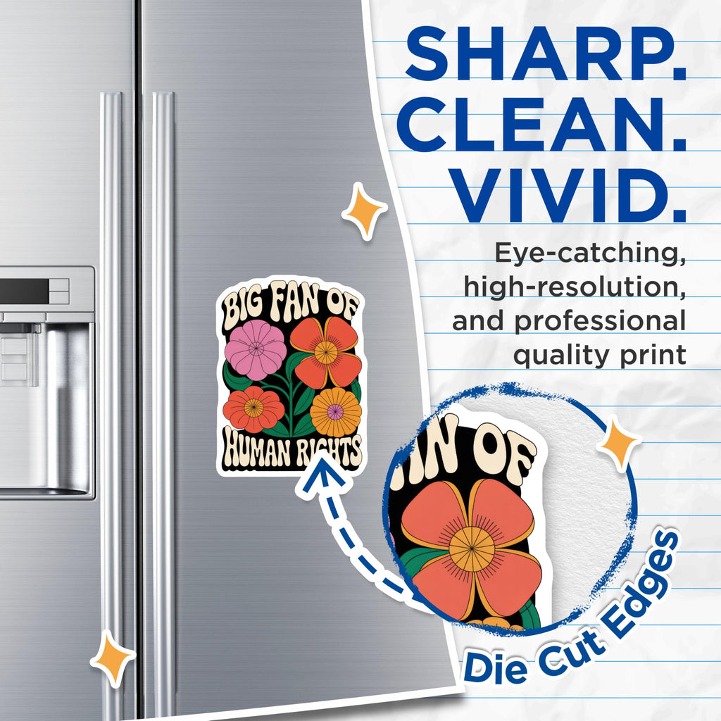 (2 Pack) Human Rights Magnets - Retro Floral Magnet - Pro Rights Magnet - 5" On Longest Side - Premium Magnet - for Cars, Refrigerators, Toolboxes, Lockers - Made in USA - MAG14872