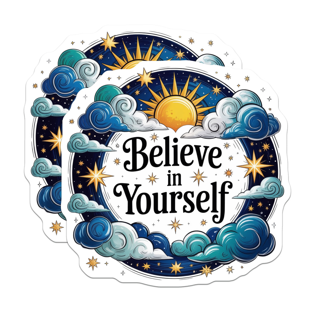 (2 Pack) Believe in Yourself Magnets - Inspirational Affirmation - Celestial Sky Decor - Positive Message - 5 Inches On Longest Side - Thick Durable Magnet - Made in USA - MAG38387
