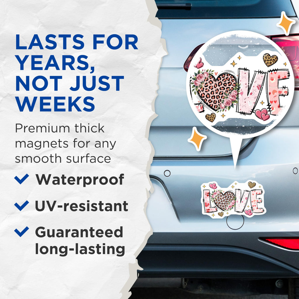 (2 Pack) Love Design Magnets - Hearts and Roses - Decorative Home and Office Magnet - 5" On Longest Side - Premium Magnet - for Cars, Refrigerators, Toolboxes, Lockers - Made in USA - MAG15630