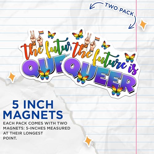 (2 Pack) The Future is Queer Magnets - 5" On Longest Side - for Cars, Fridges, Toolboxes - Made in USA - MAG8290