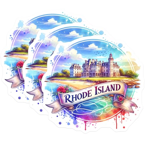 (3 Pack) Rhode Island Decals - State Pride - Laptop Stickers- 3 Inches On Longest Side - Easy Peel & Apply - Made in USA - 3MCS5564