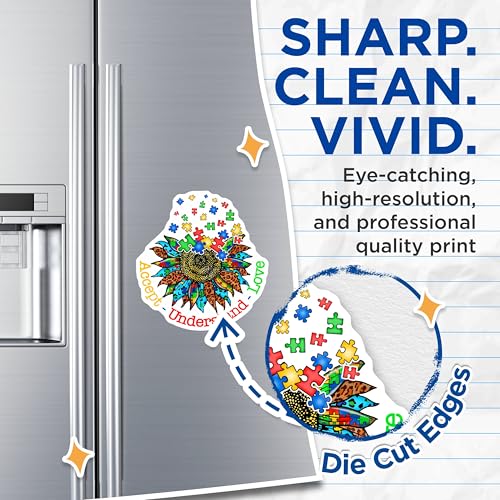 (2 Pack) Autism Awareness Magnets Magnets - Sunflower Puzzle Piece - Accept Understand Love - 5" On Longest Side - Made in USA - Sticks to Refrigerators & Metal Surfaces - MAG8526