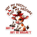 (2 Pack) Not My Pasture Not My Bull Stickers - Funny Animal Stickers - Humorous Decal Stickers - 5" On Longest Side - Sticks to Smooth Flat Surfaces - Made in USA - BMCS3790