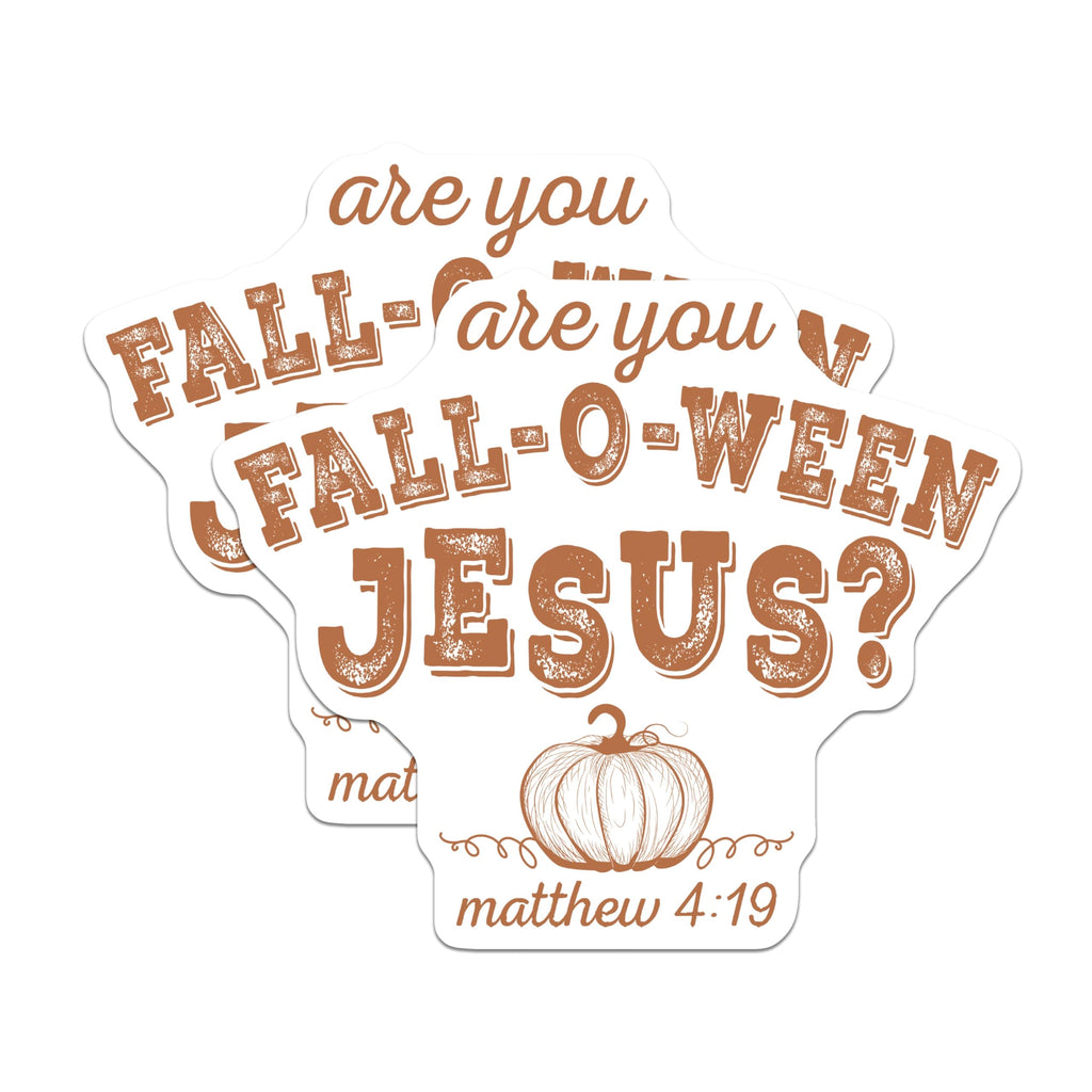 (2 Pack) Fall-O-Ween Jesus Magnets - Christian Faith Autumn Display - Matthew 4:19 Pumpkin Decor - 5 Inches On Longest Side - Thick Durable Magnet - Made in USA - MAG23585