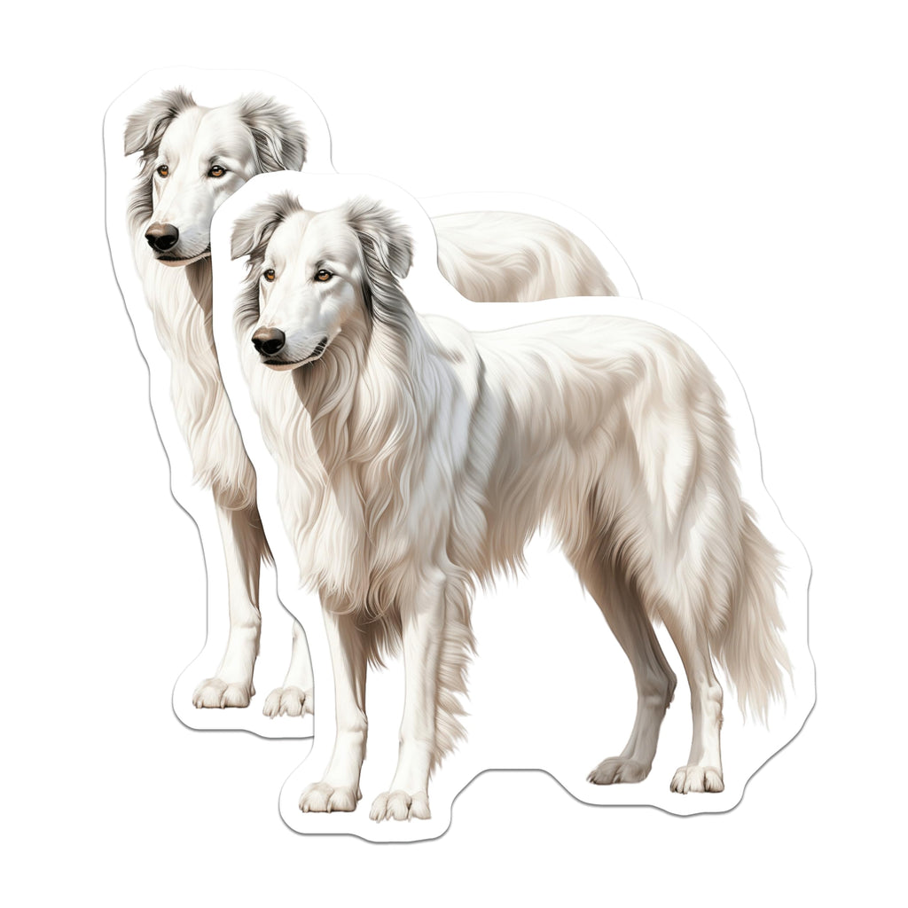 (2 Pack) Borzoi Dog Magnets - Elegant Sighthound Art - Dog Lover Fridge Decor - 5 Inches On Longest Side - Thick Durable Magnet - Made in USA - MAG26664