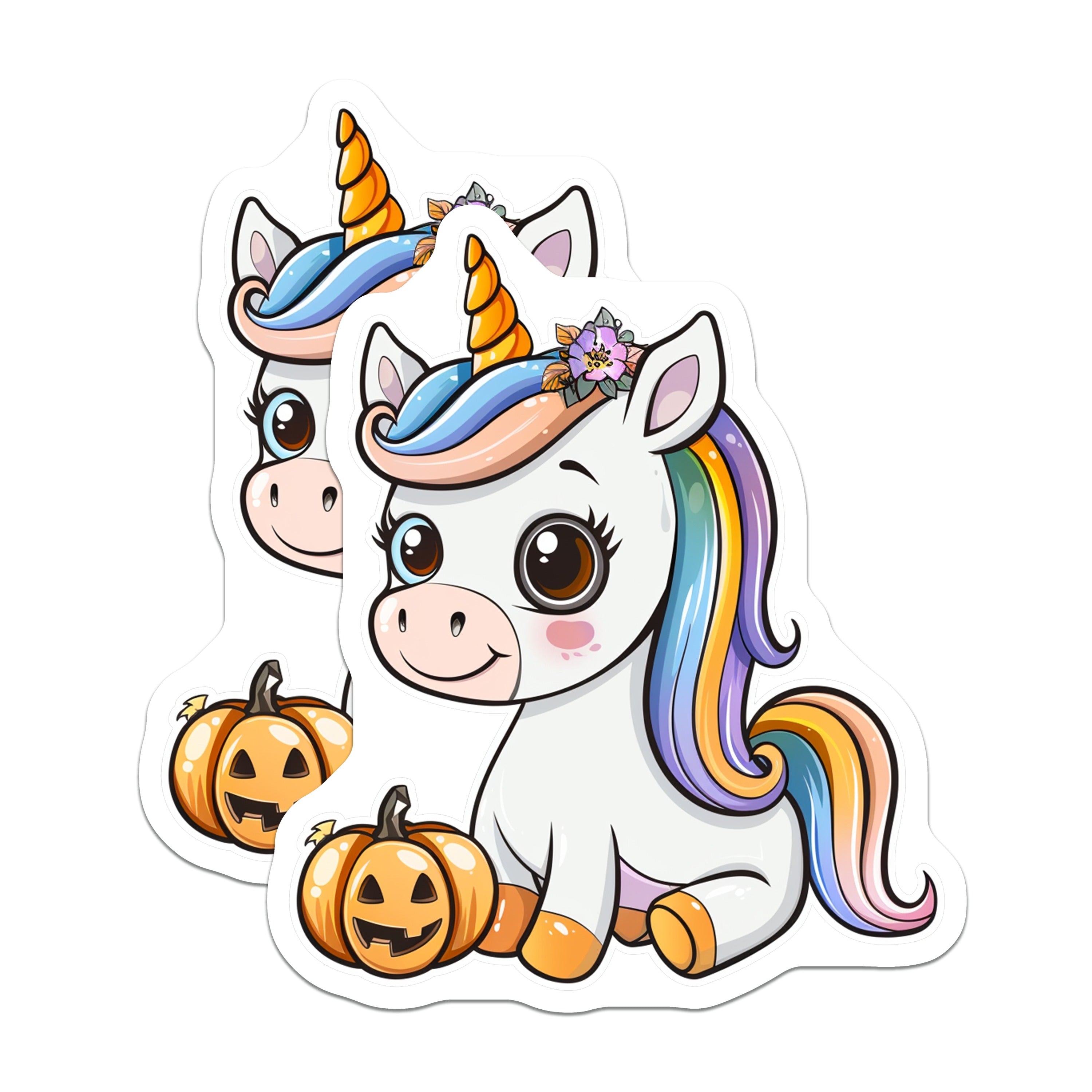 (2 Pack) Cute Unicorn Halloween Magnets - Kawaii Fall Decor - Spooky Cute Refrigerator Decoration - 5 Inches On Longest Side - Thick Durable Magnet - Made in USA - MAG37306