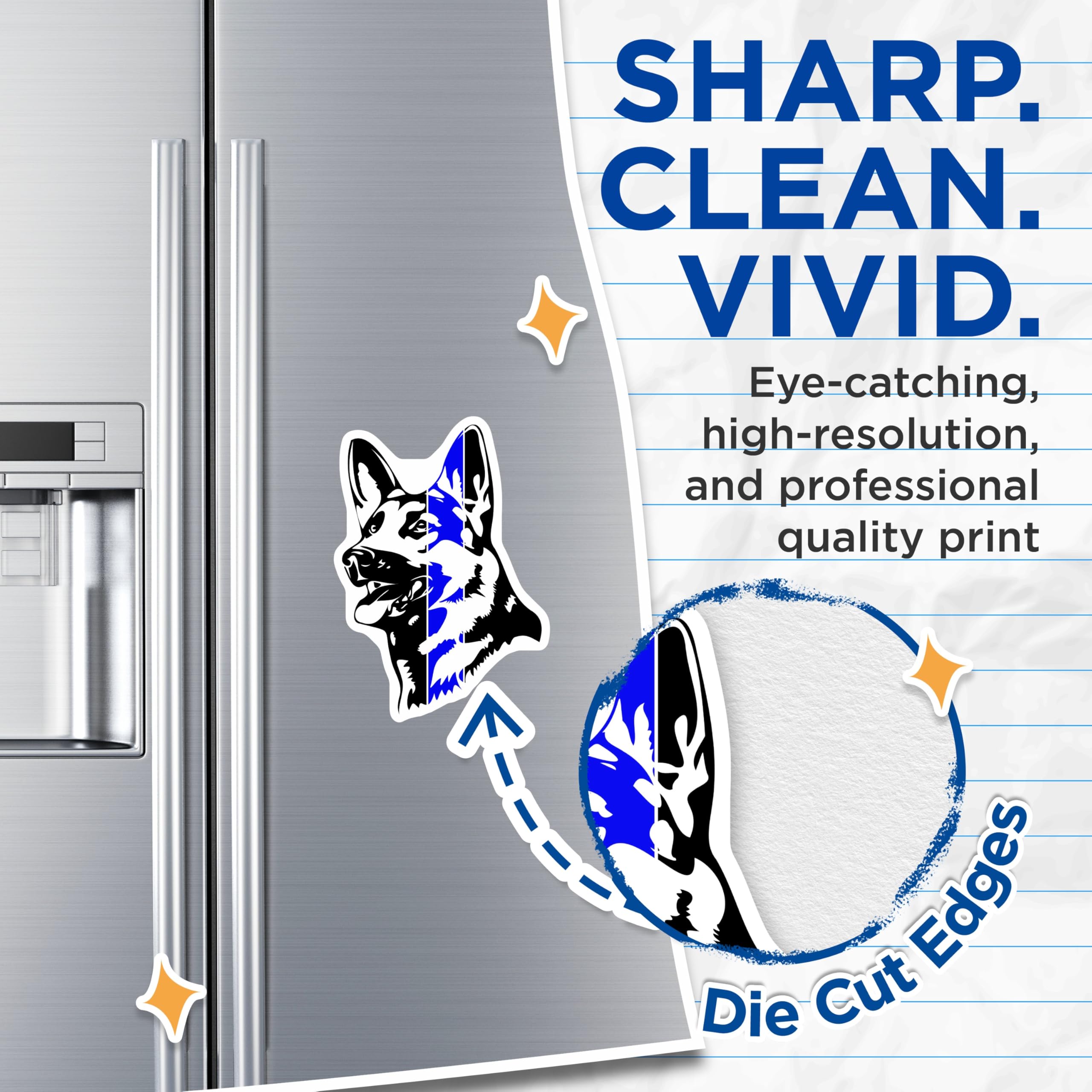 (2 Pack) German Shepherd Thin Blue Line Magnets - Police K9 Dog Decal - Law Enforcement Support Car Decor - 5 Inches On Longest Side - Thick Durable Magnet - Made in USA - MAG20613