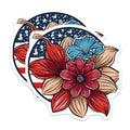 (2 Pack) Patriotic Flower Magnets Magnets - American Flag Floral Decor - Rustic Home Accent - 5" On Longest Side - Made in USA - Sticks to Refrigerators & Metal Surfaces - MAG8986