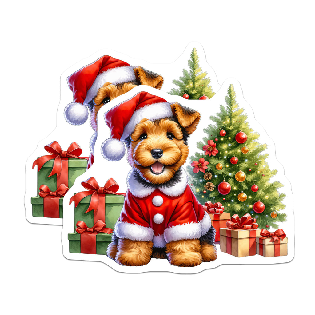 (2 Pack) Christmas Puppy Magnets - Santa Dog Holiday Decor - Pet Parent Fridge Adornment - 5 Inches On Longest Side - Thick Durable Magnet - Made in USA - MAG30340