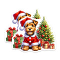 (2 Pack) Christmas Puppy Magnets - Santa Dog Holiday Decor - Pet Parent Fridge Adornment - 5 Inches On Longest Side - Thick Durable Magnet - Made in USA - MAG30340