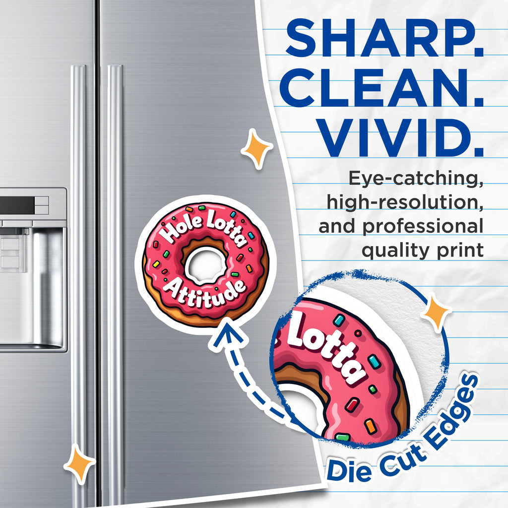(2 Pack) Hole Lotta Attitude Magnets - Funny Donut Decor - Sassy Kitchen Quote - Foodie Fridge Humor - Quirky Locker Accessory - 5" - Thick Durable Magnet - Made in USA - MAG39039