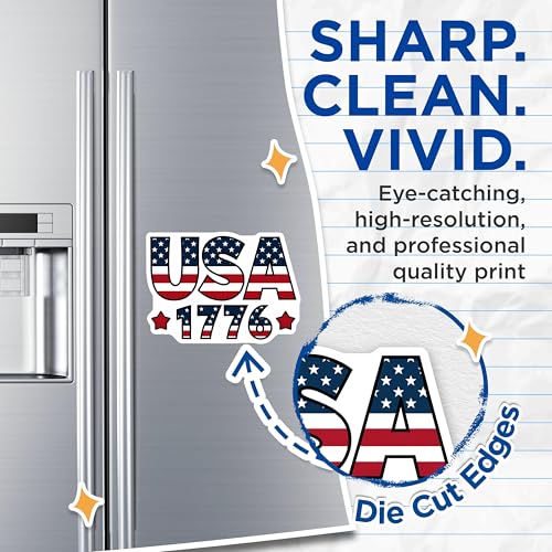 (2 Pack) USA 1776 Magnets - Patriotic Fridge - American Flag - Independence Day - Red White Blue - 5" On Longest Side - for Cars, Fridges, Toolboxes - Made in USA - MAG3886