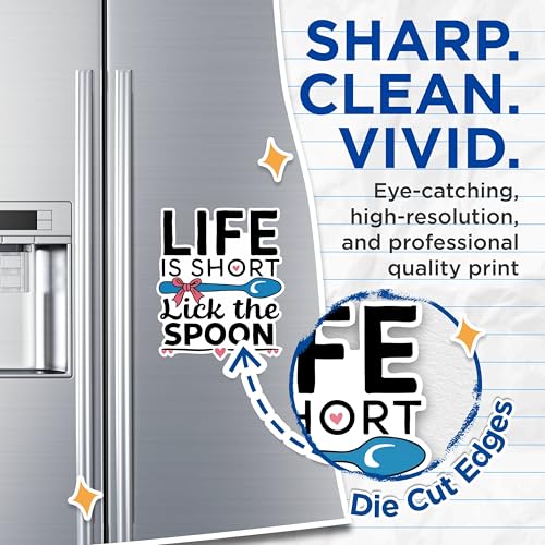 (2 Pack) Life is Short Lick The Spoon Magnets - Cute Inspirational Magnets - Kitchen Quote Magnets- 5" On Longest Side - for Fridges, Toolboxes, Cars - Made in USA - MAG2993