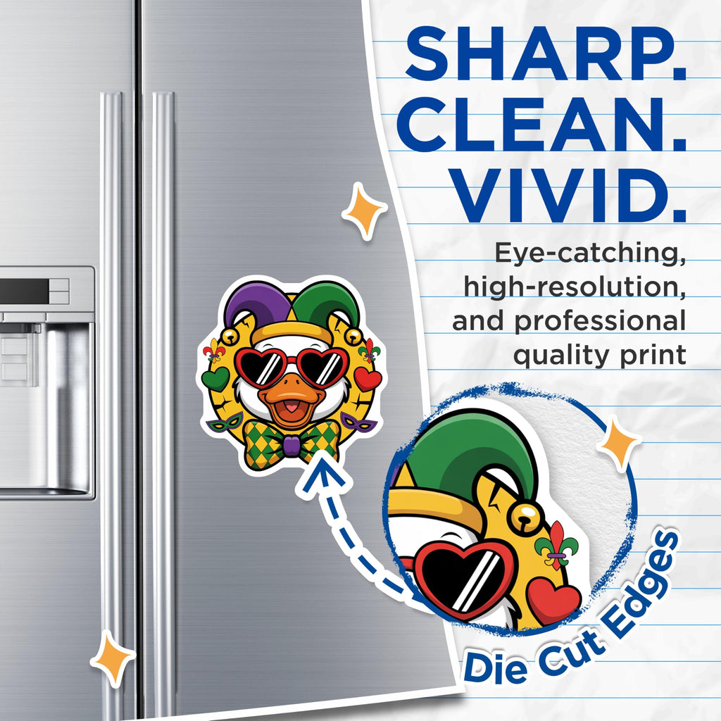 (2 Pack) Mardi Gras Duck Magnets - Funny Duck Decor - Party Favors Magnet - 5" On Longest Side - Premium Magnet - for Cars, Refrigerators, Toolboxes, Lockers - Made in USA - MAG16821
