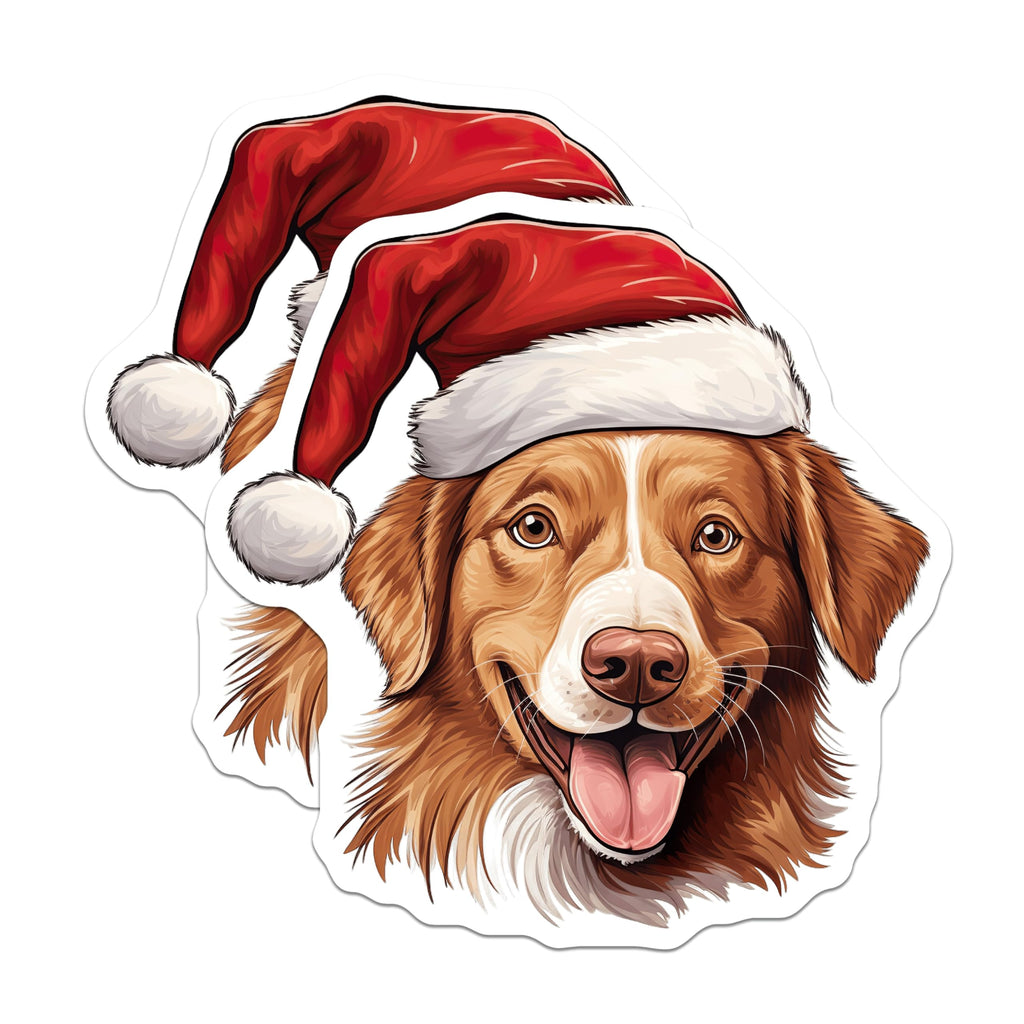 (2 Pack) Christmas Dog Magnets - Santa Hat Pup - Holiday Pet Decor for Dog Lovers - 5 Inches On Longest Side - Thick Durable Magnet - Made in USA - MAG30871
