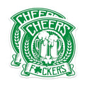 (2 Pack) Cheers Stickers - Funny Beer Stickers - Humorous Drink Stickers - 5" On Longest Side - Sticks to Any Smooth Flat Surface - Made in USA - BMCS3437