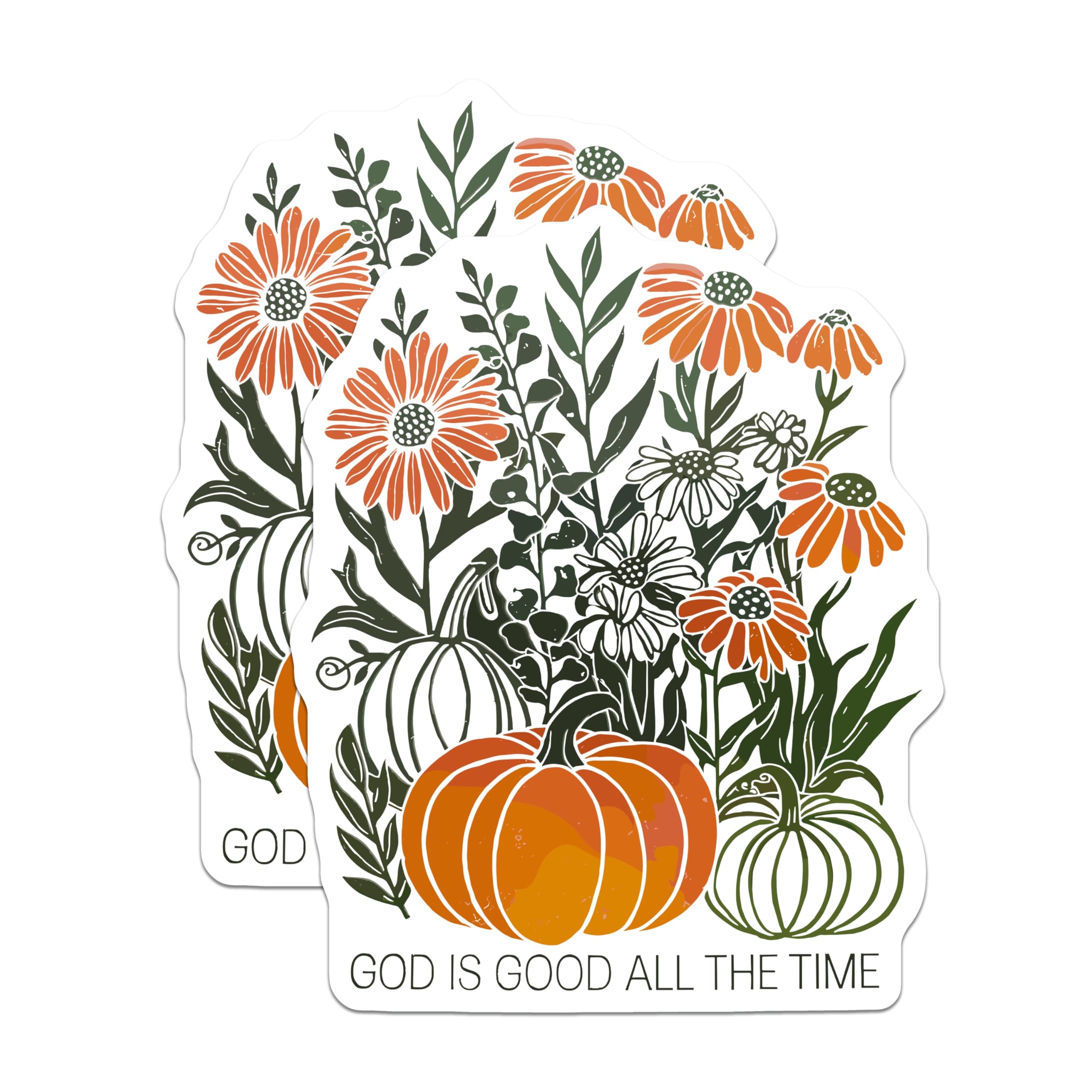 (2 Pack) Fall Christian Magnets - God is Good Decor - Pumpkin Flower Faith Affirmation - 5 Inches On Longest Side - Thick Durable Magnet - Made in USA - MAG29012