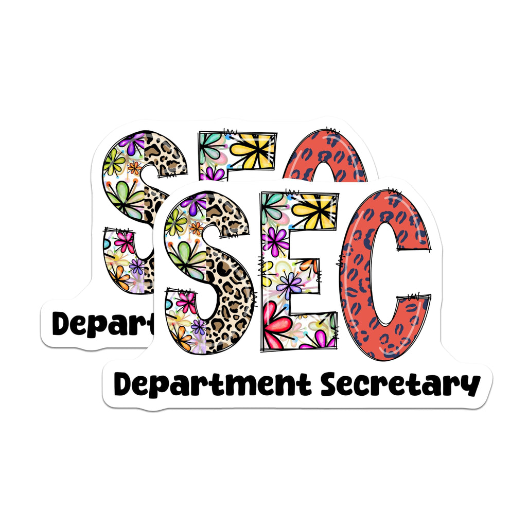 (2 Pack) Department Secretary Magnets - SEC Floral - Animal Print Letters - 5" On Longest Side - Premium Magnet - for Cars, Refrigerators, Toolboxes, Lockers - Made in USA - MAG14820