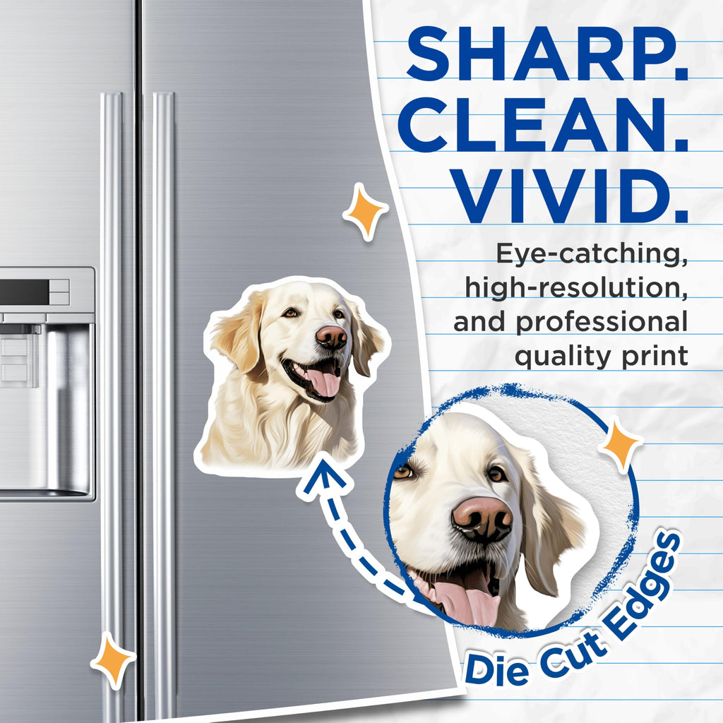 (2 Pack) Golden Retriever Magnets - Happy Dog Breed Art - Dog Lover Home Accent - 5 Inches On Longest Side - Thick Durable Magnet - Made in USA - MAG25221