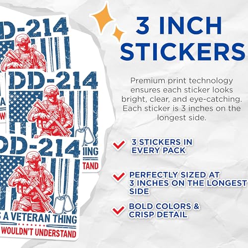 (3 Pack) DD-214 Veteran Decals - Its A Veteran Thing - Military Decals - 3 Inches On Longest Side - Easy Peel & Apply - Made in USA - 3MCS4490
