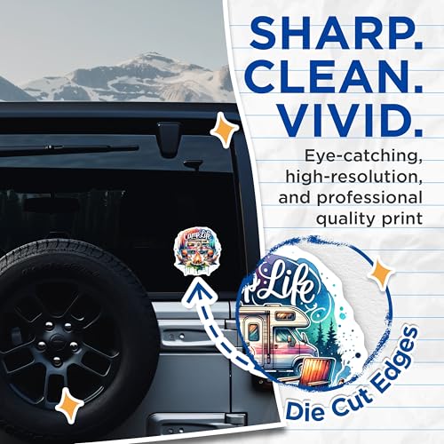 (2 Pack) Camp Life Stickers - Camping Adventure - Outdoor Fun - 5" On Longest Side - Sticks to Smooth Flat Surfaces - Made in USA - BMCS7183