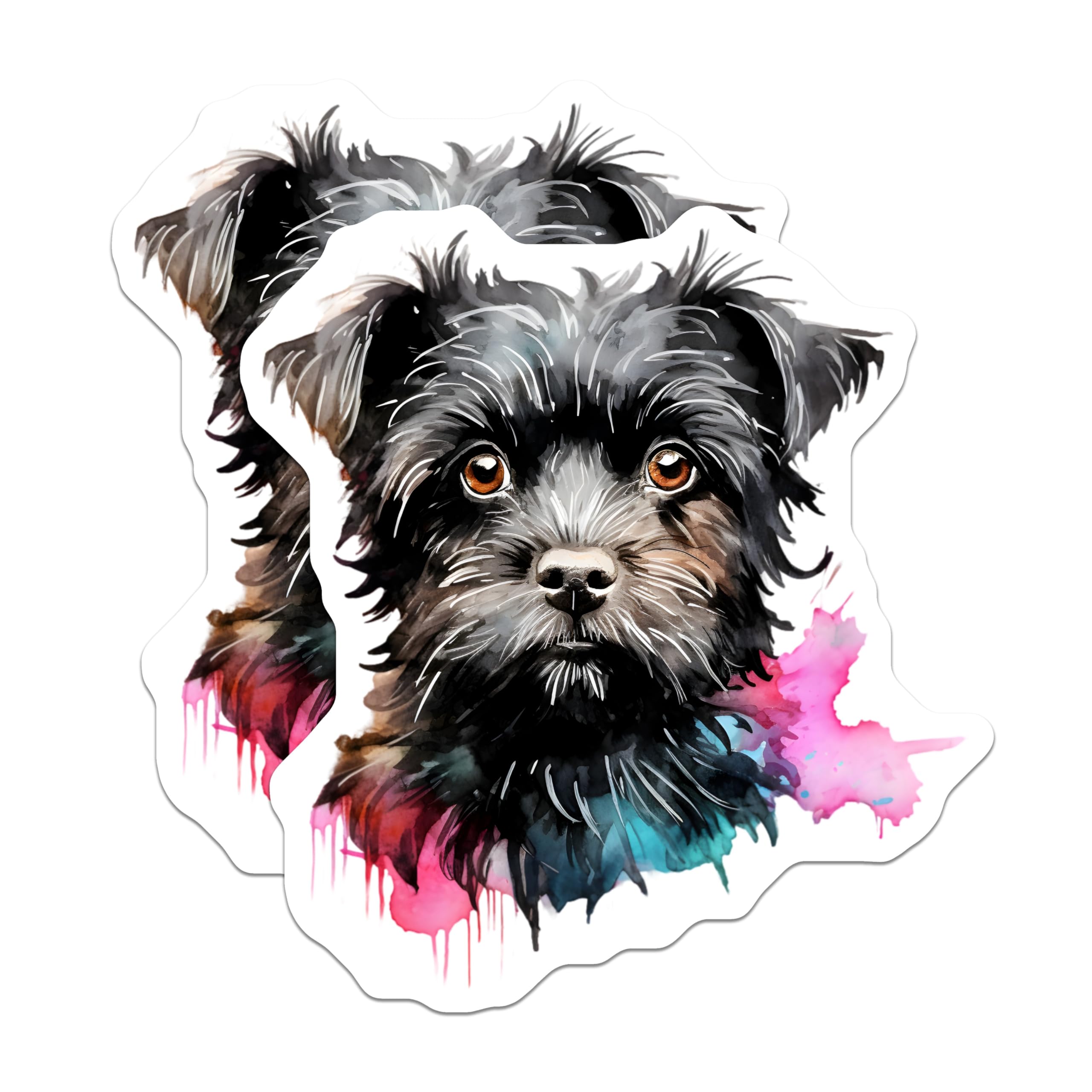 (2 Pack) Watercolor Black Dog Magnets - Cute Pet Lover Art - Dog Mom Locker Decor - 5 Inches On Longest Side - Thick Durable Magnet - Made in USA - MAG28250