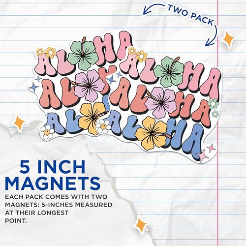 (2 Packs) Aloha Hawaiian Magnets - Hawaiian Inspired Aloha Magnets - 5 Inches On Longest Side - Premium Magnet - for Fridges, Toolboxes, Cars - Made in USA - MAG2313