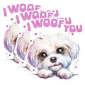 (3 Pack) I Woof You Decals - Maltese Dog Stickers - Cute Pet Decal - 3 Inches On Longest Side - Easy Peel & Apply - Made in USA - 3MCS1222