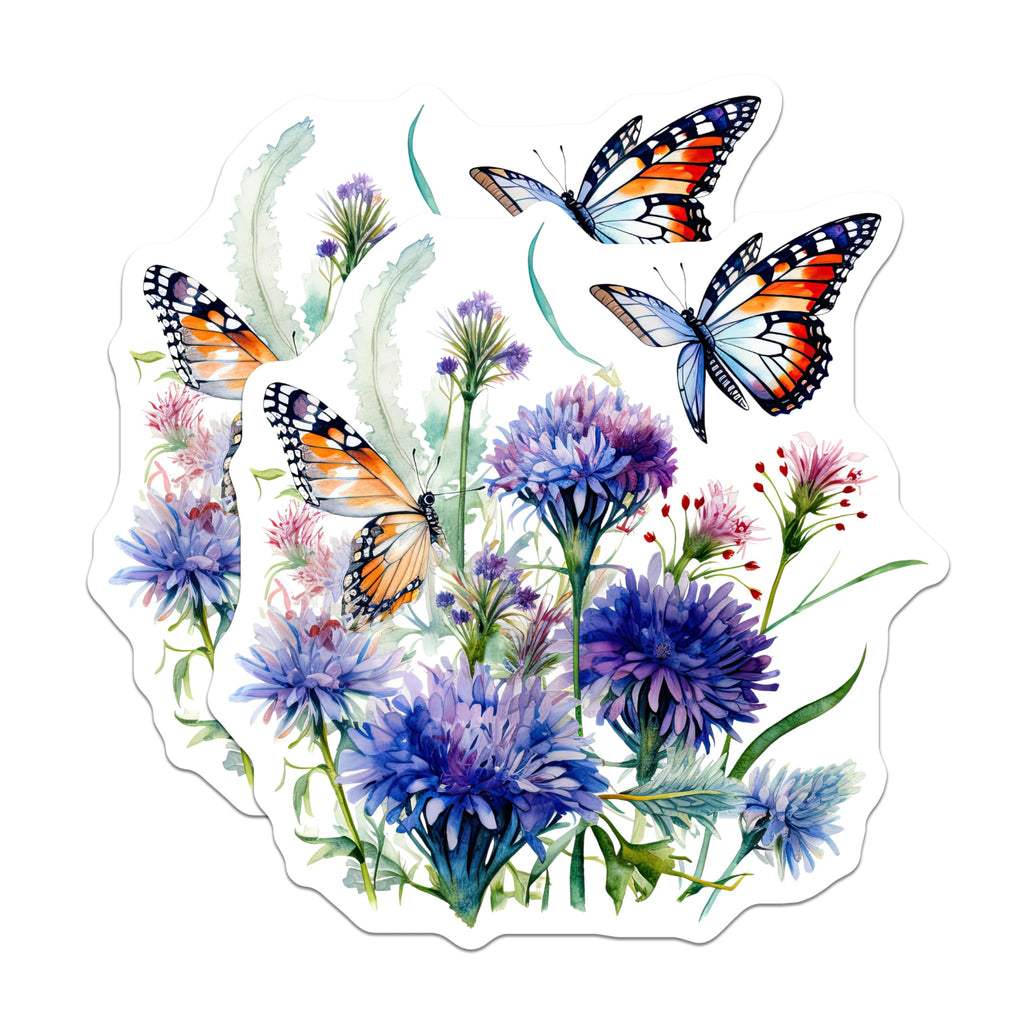 (2 Pack) Butterfly Magnets - Floral Magnets - Watercolor Flower Design - 5" On Longest Side - Premium Magnet - for Cars, Refrigerators, Toolboxes, Lockers - Made in USA - MAG16091