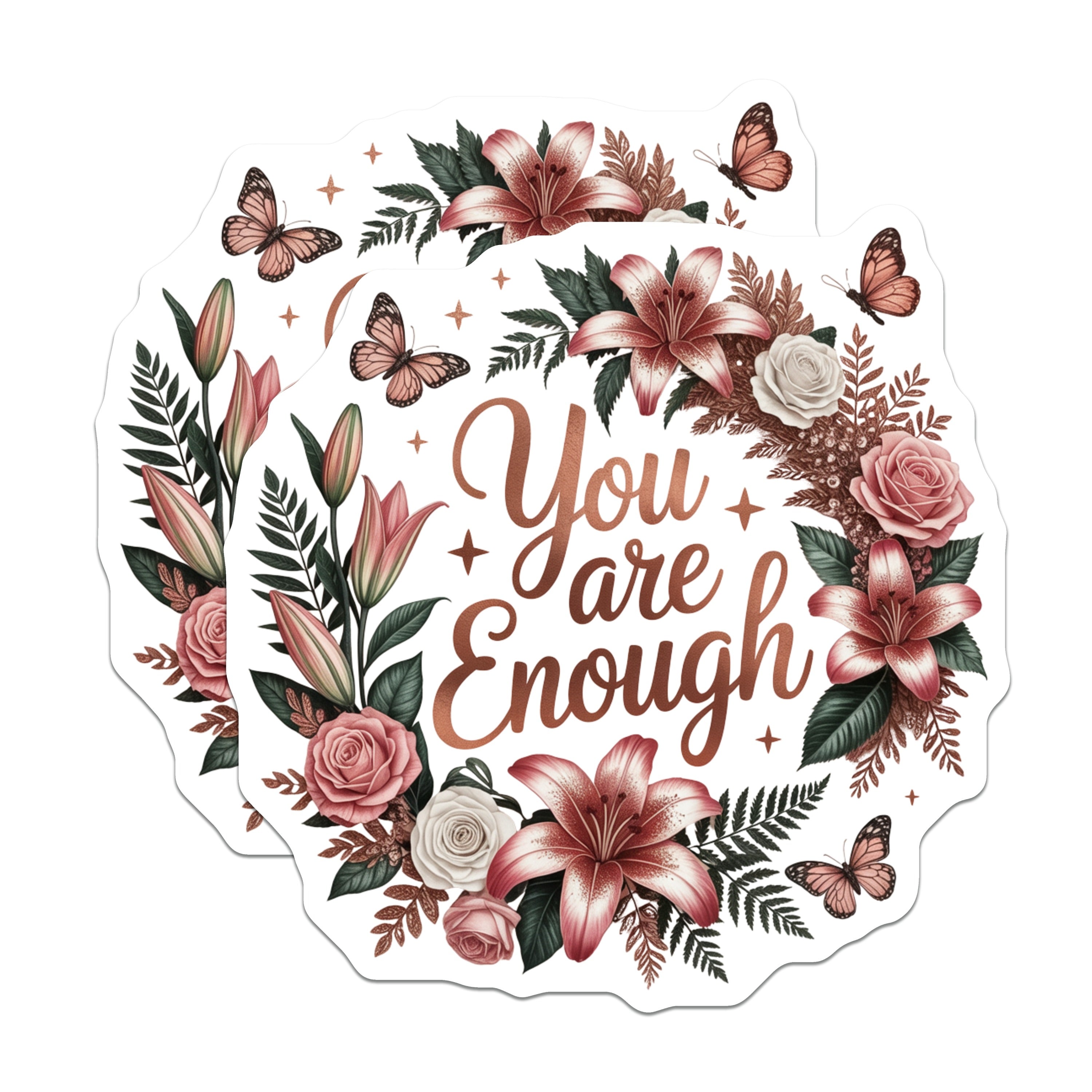(2 Pack) You are Enough Magnets - Self Love Affirmation - Inspirational Quote - Floral Butterfly Decor - 5 Inches On Longest Side - Thick Durable Magnet - Made in USA - MAG36311