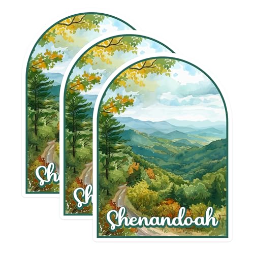 (3 Pack) Shenandoah Decals - National Park Decal - Laptop Decal - 3 Inches On Longest Side - Easy Peel & Apply - Made in USA - 3MCS0425