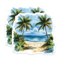 (2 Pack) Beach Vacation Magnets - Tropical Ocean Palm Trees - Watercolor Coastal Decor Souvenir - 5 Inches On Longest Side - Thick Durable Magnet - Made in USA - MAG28876