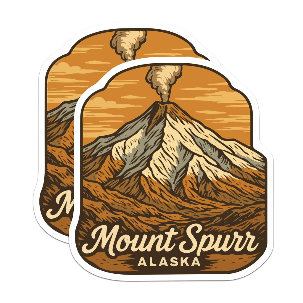 (2 Pack) Mount Spurr Alaska Magnets - Volcano Nature Scene - Mountain Landscape Travel - 5 Inches On Longest Side - Thick Durable Magnet - Made in USA - MAG19567