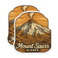 (2 Pack) Mount Spurr Alaska Magnets - Volcano Nature Scene - Mountain Landscape Travel - 5 Inches On Longest Side - Thick Durable Magnet - Made in USA - MAG19567